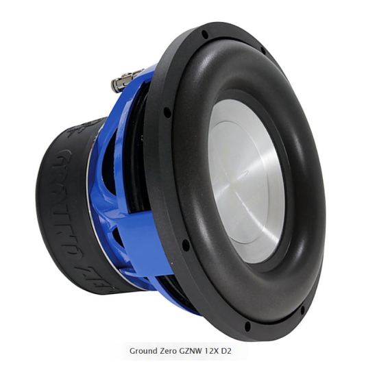 Ground Zero GZNW 12X D2 30 cm / 12 cali 2-cewkowy głośnik niskotonowy o średnicy 30 cm / 12 cali do subwoofera samochodowego - 2000 W RMS. Impedancja